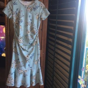 Light blue floral maternity dress
